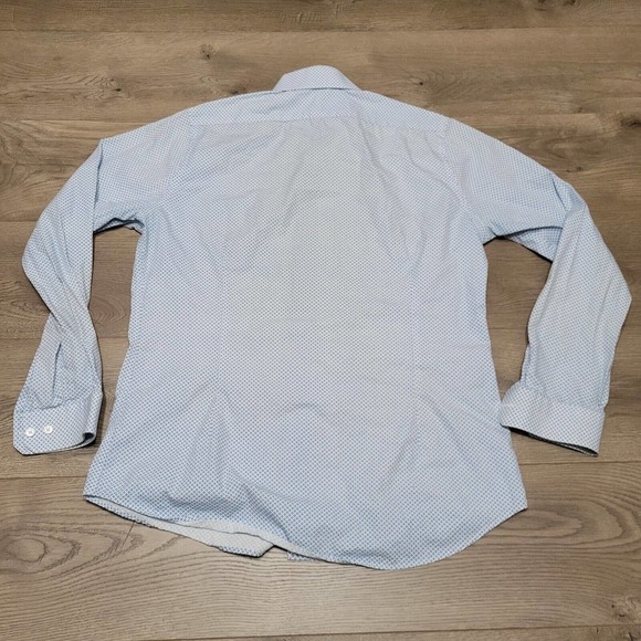 Express Shirt Mens Large White Blue Geometric Button Up Preppy Classiccore Dad - Picture 6 of 6